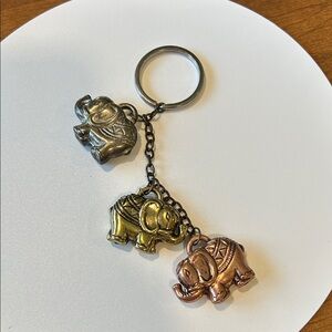 Elephant Keychain Trio in Metallic Tones